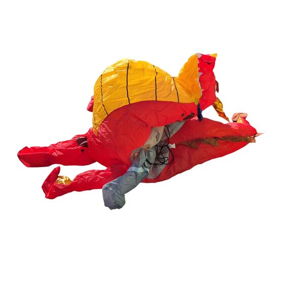 Puff Me Up Ride a Fire Dragon Inflatable Costume Red Halloween Cosplay Adult - Picture 6 of 9